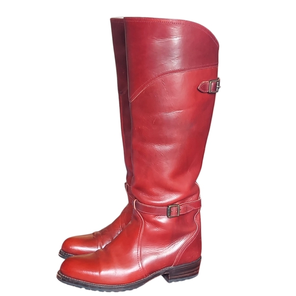 Frye Western Inspired Collection Red Leather Tall Cowgirl Boots Women's - Picture 1 of 16